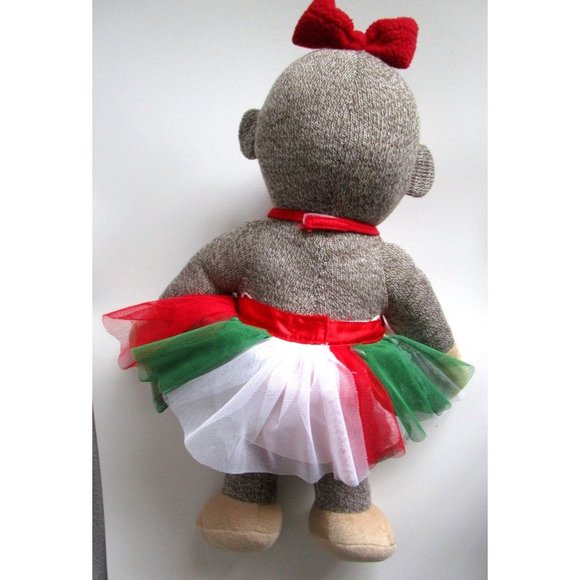 BAB Build a Bear Girl Sock Monkey - Red Bow/Dress 18" Plush Stuffed Animal Toy - Picture 6 of 15